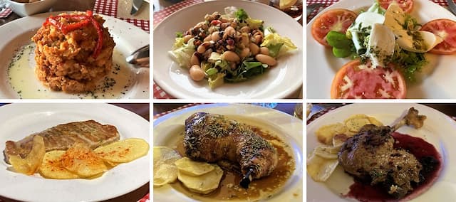 Platos del menú del Restaurante la Cabaña de Alarcón - Destino y Sabor