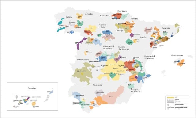 Mapa de denominaciones de España - Imagen de Vinissimus