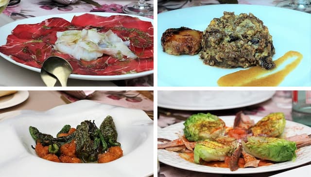 Primeros platos a compartir en el menú degustación del Hotel Villa de Ferias - Destino y Sabor