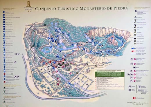 Mapa del complejo Monasterio de Piedra - Pulsa aquí para abrir en grande - Destino y Sabor